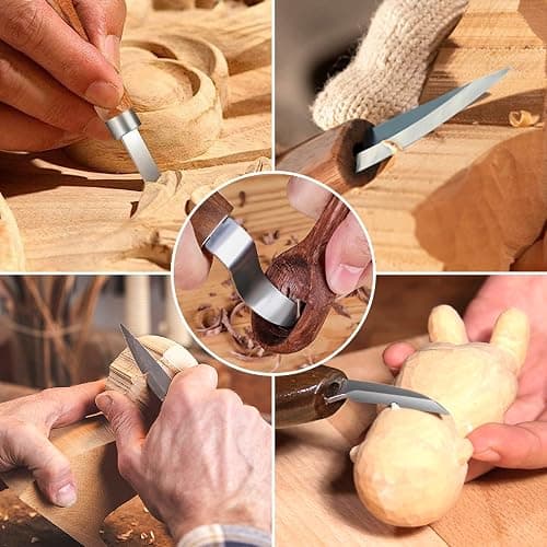 Tekchic Wood Carving Kit Deluxe-Whittling Knife, Wood Carving Knife Set, Wood Whittling Kit for Beginners, Carving Knife Woodworking Wood Carving Tools Set with Large Leather Case thumbnail 2