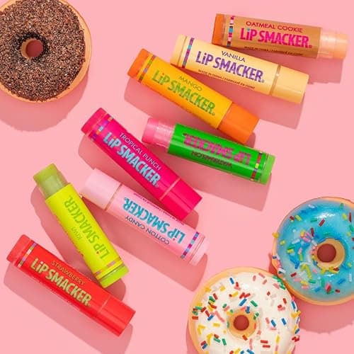 Lip Smacker Original & Best Holiday Flavored Lip Balm Party Pack, Oatmeal Cookie, Vanilla, Mango, Watermelon, Tropical Punch, Cotton Candy, Kiwi, Strawberry, Clear thumbnail 5