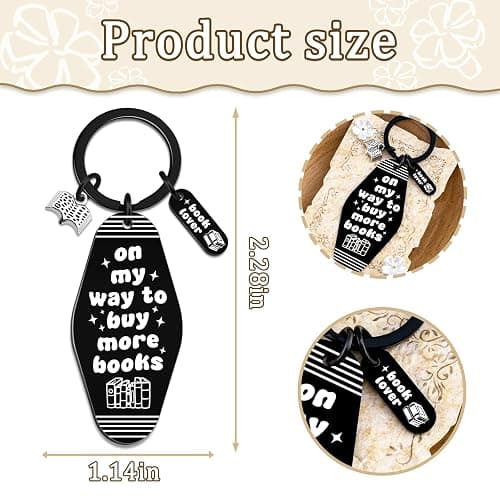 Bookish Gifts Motel Keychain Book Keychain Charms Bookish Merch Book Lover Gifts for Women Men On My Way To Buy More Books Motel Keychains School Librarian Appreciation Gifts thumbnail 3
