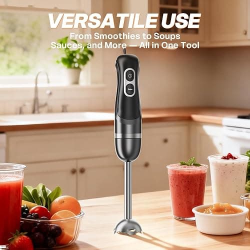 Immersion Blender Handheld, Corded Electric Blenders Portable Stick Mixer with 2 Mixing Speed and Stainless Steel Blades Emulsifier for Effortless Blending Soup, Smoothies, Puree or Baby Food thumbnail 5