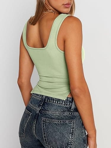 Trendy Queen Womens Going Out Crop Tops Backless Tank Tops Summer Y2k Teen Girls Basics Cute Clothes - Small - Palegreen thumbnail 4
