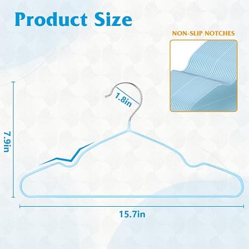 150 Pack Clothes Hangers,Non Slip Blue Plastic Coated Metal Coat Hanger for Closet,Sturdy Thin Hangers Bulk Space Saving Hangers for Pants,Skirt,Shirt,Dress,Tie thumbnail 3