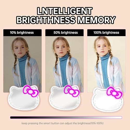 MCJSGSP Anime Hello Kit Cat Neon Sign Mirror L16.1 W14 Vanity Mirror with Lights Bedroom Wall Mirror for Pink Room Decor and a Makeup Mirror with Lights Teen Girl Gifts thumbnail 8