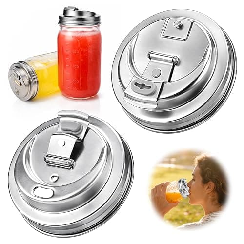 Wide Mouth Mason Jar Drinking Lids, Stainless Steel Sip Lid, 2 Pcs | Mason Jar Drink Lids for Iced Coffee, Smoothies & Cold Drinks, Leak Resistant, Reusable, Heavy Duty Metal - Image 1
