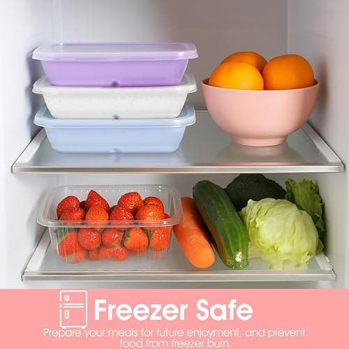 MAQUITA 10PCS Meal Prep Containers 1-Compartment, Wheat Straw Microwave Bento Lunch Box with Lids, Reusable & Stackable Food Storage Containers, Dishwasher Freezer Safe BPA Free thumbnail 7