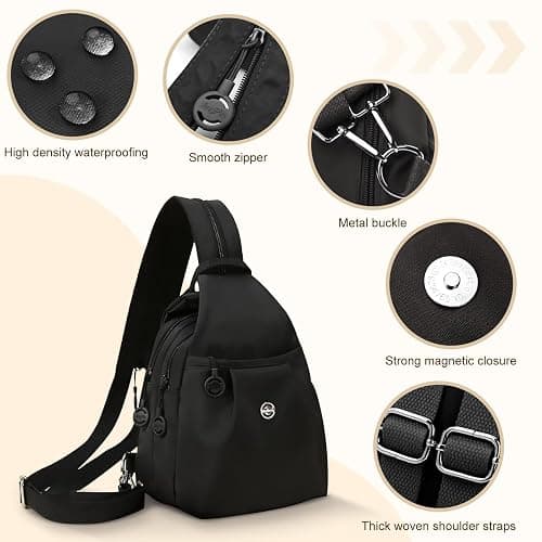 YUVFUDUOV Waterproof 2-Way Mini Commuter Bag, Multi-Compartment Oxford Small Backpack, For Women, Collegeman, Commuter, Travel with Anti-Theft,Three in One Multifunctional Convertible Design(Black) thumbnail 2