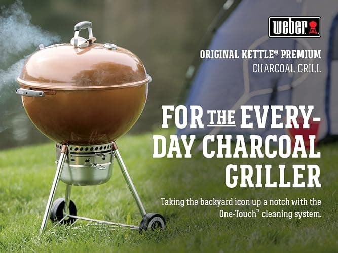 Weber Original Kettle Premium Charcoal Grill for Outdoor Cooking and Barbecue, 22-Inch, Copper thumbnail 7