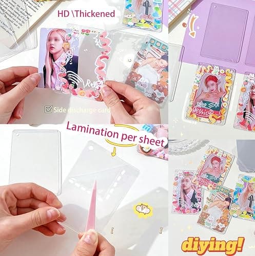 6 Kpop Photocard Holder Keychain Toploaders,6 Wrapped Gift Sets，50 Holographic Card Sleeves for Trading Cards,35Sheets Deco Stickers,2 Pcs Cute Little Pendant (Star II) thumbnail 4