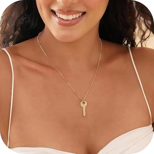 Liiusgelad Gold Key Necklace for Women, Stainless Steel Dainty Summer Fashion Jewelry, Elegant Pendant Gift thumbnail 2