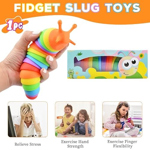 Cevioce Fidget Slug Toy, Sensory Slug Fidget Toy for Kids & Adults, 1 PC Cute Autism Sensory Toys for Autistic Children Great Birthday Gift for Girls Boys Toddlers Christmas Stocking Stuffers for Kids thumbnail 4
