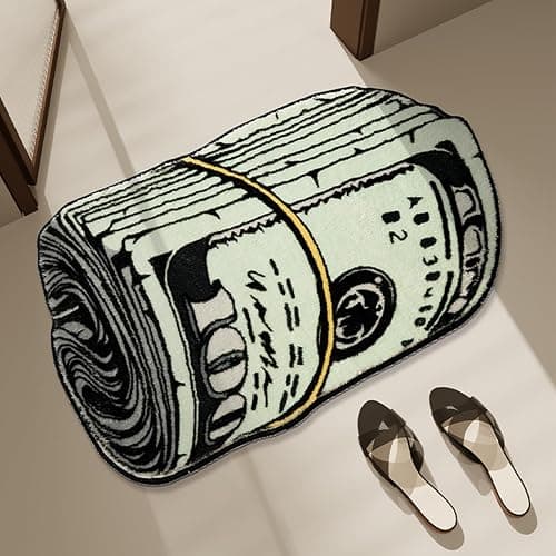 XIAOQIN Money Rug, 100 Dollar Bill Rug, 20x32 inch Money Creative Funky Rug, Fun Bath mat, Suitable for Bathroom, Bedroom, Living Room, Front Door, Home Decor Door Mat thumbnail 3