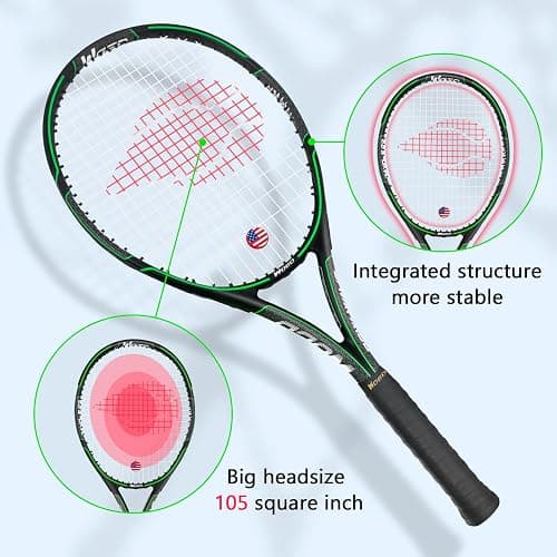 WOED BATENS Adult 2 Player Tennis Racket Perfect for Beginner and Professional Players, 27” Speed Tennis Racquet Include Overgrips, Tennis Bag, Vibration Dampes, Covers thumbnail 3