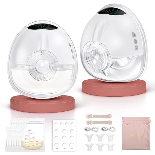 Lulia Tire Lait Electrique Main Libre avec 4 Modes, 9 Niveaux, Forte Aspiration de 350mmHg, Sans BPA, Portable Tire-lait avec Bride de 17/19/21/24 mm (2 Paquets, Blanc) - Image 1