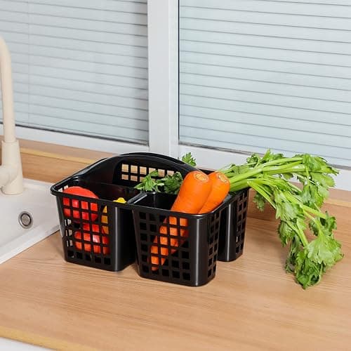 JiatuA Portable Shower Caddy Basket with Compartments Cleaning Supplies Organizer with Handle Plastic Storage Divided Tool Bin for Bathroom, Bedroom, Kitchen, College Dorm, Garden, Under Sink, Black thumbnail 6