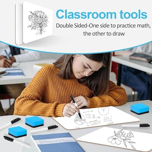 Dry Erase LapBoards, PANDRI 26 Pack Double Sided 12.5 x 9 Inch Whiteboards with 26 Erasers, Dry Erase Boards for Office Students Classroom Teacher Supplies thumbnail 7