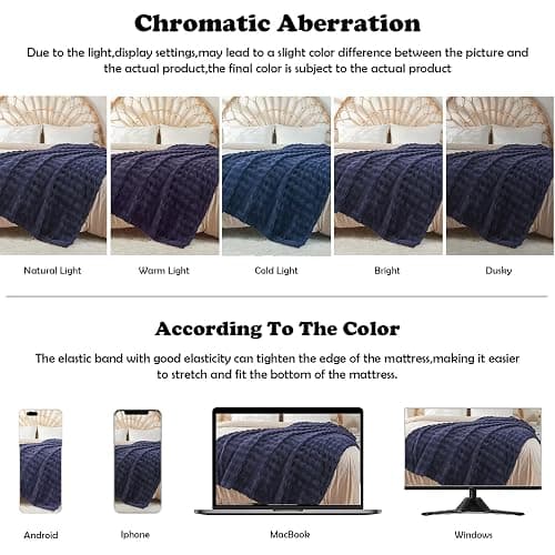 NEWCOSPLAY Throw Blanket for Couch Dark Navy Super Soft Flannel Fleece 3D Bubble Lightweight Bed Blanket All Season Use (Dark Navy, Throw(50"x60")) thumbnail 7