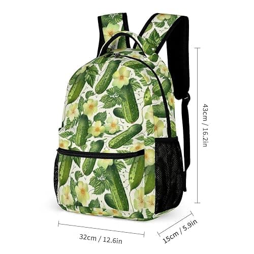 Pickle School Backpack for Kids Girls Boys, 16 Inch Cute Pickles Themed Bookbag, Personalized School Backpack for Students Children, Lightweight, Large Capacity thumbnail 3