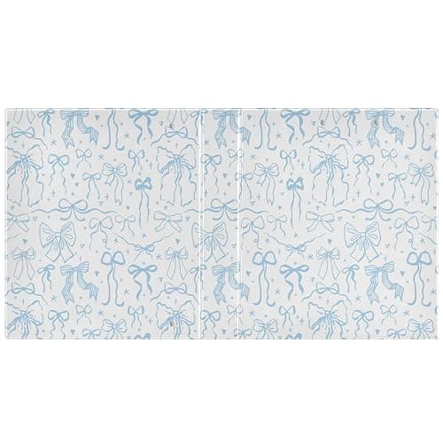 Aslsiy Doodle Bow Knots Blue 3 Ring Binder 1.5 Inch Coquette Round Clipboard Binder Decorative Harcover Binder Organizer for Office Supplies - Multi26 thumbnail 4