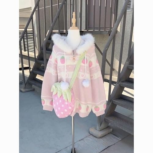 Pokn Y2K Jojifuku Cutecore Kawaii Pink Strawberry Crossbody Bag Mobile Phone Single Shoulder Bag for Women thumbnail 3