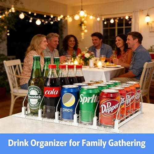GlintFy Drink Organizer for Fridge,Soda Can Dispenser for Refrigerator,Upgraded 5 Row Fridge Drink Organize,Drink Pusher for Fridge,Automatic Refrigerator Drink Organize for Fridge Holds up to 25 Cans thumbnail 4