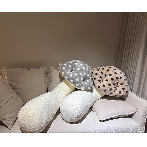 Hofun4U Mushroom Plush Pillow - 51 inch Mushroom Shaped Stuffed Long Pillow - Mushroom Stuffed Pillow - Christmas Birthday Sofa Home Decoration (Grey) thumbnail 6