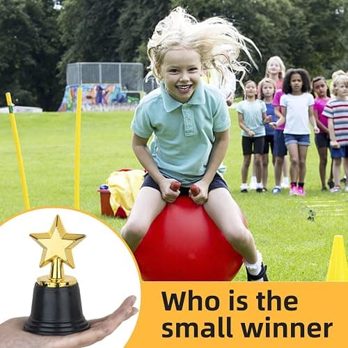 24 Pack Mini Star Trophy Awards Bulk (4.5 Inch), Plastic Gold Star Trophies For Halloween Party Favors, Goodie Bags, Kid Classroom School Reward, Sports Tournament Winning Prize, Hollywood Event Props thumbnail 5