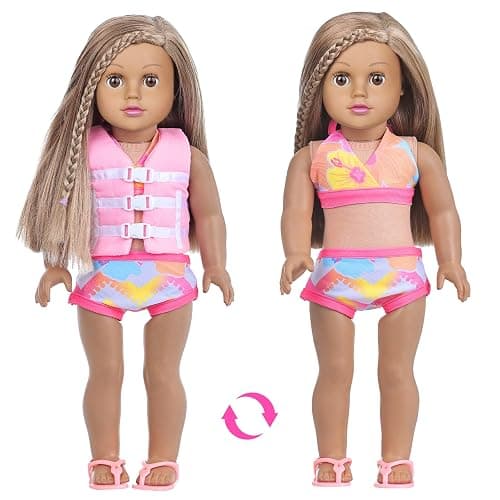 labooboo 18 Inch Girl Doll Clothes and Accessories Swimming Poor Play Set Fit 18 inch Girl Dolls ,Including Swimwear Shoes Sunglasses Swimming Ring Towel etc. thumbnail 4