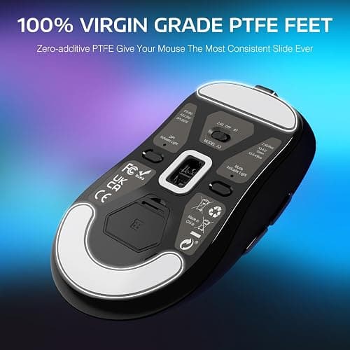 ATTACK SHARK X3 Wireless Gaming Mouse, 49g Ergonomic Computer Mouse, Triple Modes PAW3395 26K DPI Optical Sensor, 200h Battery Life, Programmable Buttons, Gaming Accessories for PC/Laptop/Mac (Black) - Black thumbnail 6