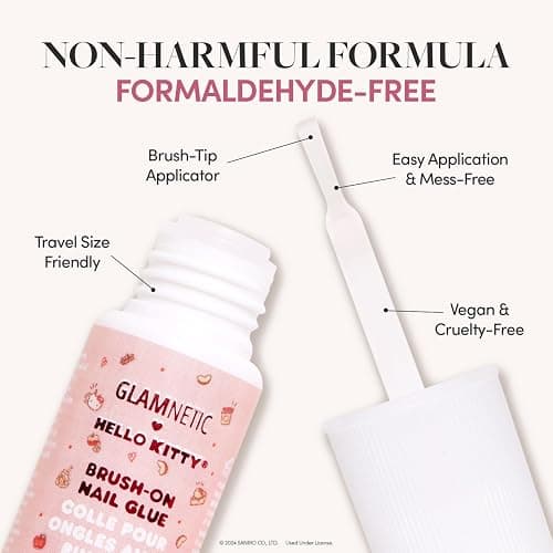 Hello Kitty™ x Glamnetic Super Strong Brush On Nail Glue | Brush Tip Applicator, Mess Free, Travel Friendly, Vegan | Durable & Long-Lasting | .24 fl. oz. thumbnail 2