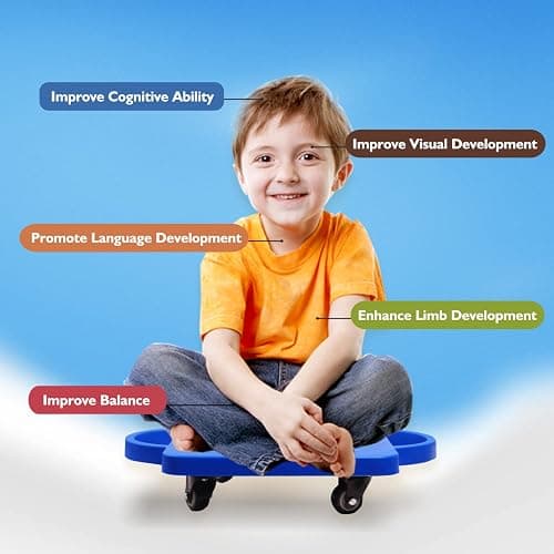 GSE Games & Sports Expert Gym Floor Scooter Board with Handles, Sitting Scooter for Kids Indoor Play Equipment, Fun Scoot Board with Non-Marring Plastic Casters for Children thumbnail 4