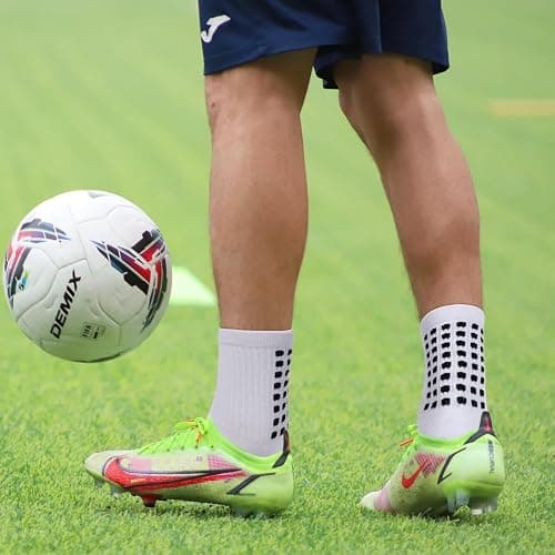Elfcool Soccer Socks with Grip, 6 Pairs Non-Slip Pads Athletic Grip Soccer Socks for Men Women - One Size - 4 Pairs-white thumbnail 5