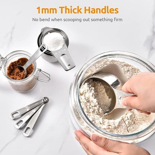Measuring Cups, U-Taste Measuring Cups and Spoons Set of 15 in 18/8 Stainless Steel : 7 Measuring Cups and 7 Measuring Spoons with 2 D-Rings and 1 Professional Magnetic Measurement Conversion Chart thumbnail 5
