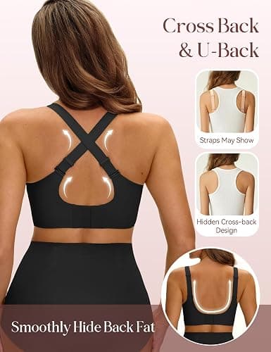 LUCKMEEY Jelly Bras for Women No Underwire Wireless Bras Removable Wide Straps (U/Cross) Push Up Mesh Seamless T-Shirt Bra thumbnail 4