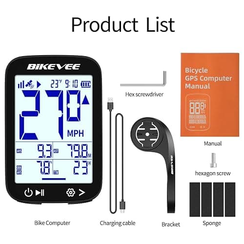 Bikevee GPS Bike Computer Wireless Cycling Computer with Auto Backlight, Bicycle Speedometer Odometer, Waterproof GPS Speed Tracker for Road Mountain Bikes thumbnail 8