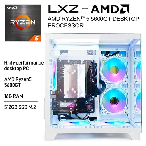 LXZ Desktop PC Computer Ryzen 5-5600GT 8 core 3.6GHz, 16G DDR4 RAM, 1TB NVME SSD, Tower Computer with Wi-Fi & 400W Power Supply for Working thumbnail 9