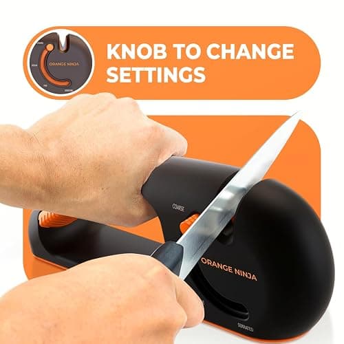Orange Ninja 4-Stage Knife Sharpener & Serrated Knife Sharpener– Repairs, Sharpens & Polishes Blades with Ergonomic Non-Slip Grip thumbnail 4