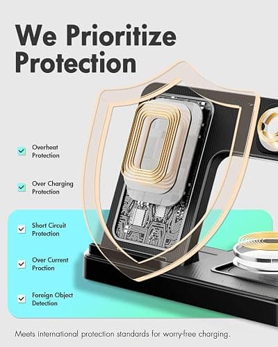Wireless Charger iPhone Charging Station: 3 in 1 Charger Stand Multiple Devices for Apple - iPhone 17 16e 16 15 14 Pro Max 13 12 11 - Watch 10 9 8 7 6 5 4 3 2 SE and Ultra Series - Airpods 4 3 Pro thumbnail 6