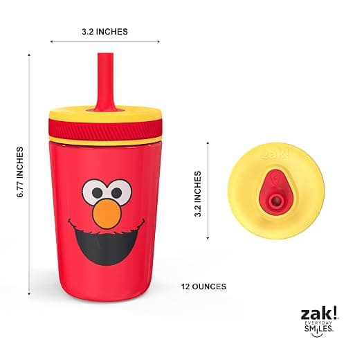 Zak Designs Sesame Street Kelso Toddler Cups For Travel or At Home, 12oz Vacuum Insulated Stainless Steel Sippy Cup With Leak-Proof Design is Perfect For Kids (Elmo) thumbnail 3