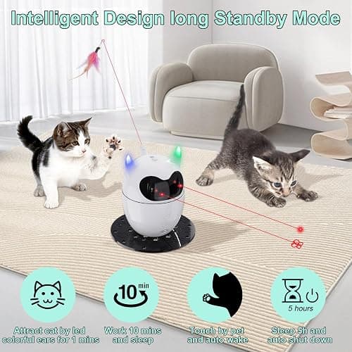 TBTeek Cat Toy, Automatic & Remote Control, 2in1 Rechargeable - Rotating Feather & Dual Light, Cat Toy for Indoor Cats Kittens thumbnail 4