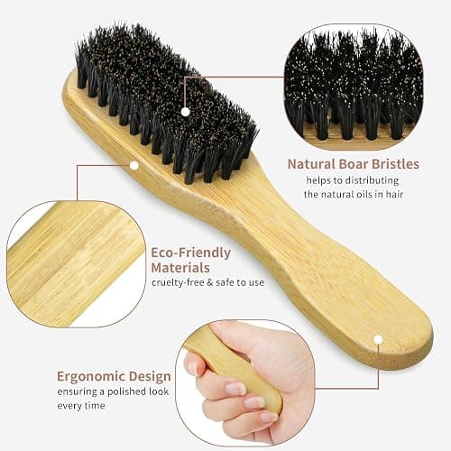 Slick Back Hair Brush - Soft Bristles for Laying Down Edges & Glossy Finish | Mini/Trave Boar Bristle Brush to Style, Polish & Smooth Frizz for Baby Hair and Sleeks Ponytails/Buns thumbnail 2