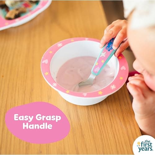 The First Years Peppa Pig Toddler Dinnerware Set - Includes Plate, Divided Bowl, and Utensils - Dishwasher Safe Feeding Supplies Made without BPA - 4 Count thumbnail 4