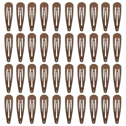 40 Counts Colorful Metal Snap Hair Clips 2 Inch Barrettes for Women Accessories (brown) - Image 1