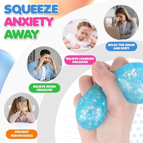 Stress Balls Fidget Sensory Toys: 12 Pack Squishy Stress Balls for Kids 3-12 - Hand Therapy Sensory Ball with Nervousness Pressure Relief - Squeeze Stress Toys Bulk - Classroom Prize Gift for Student thumbnail 3