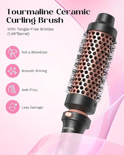 Wavytalk 5 in 1 Curling Wand Set, Curling Iron Set with Thermal Brush and 4 Interchangeable Anti-Frizz Ceramic Barrels (0.5”-1.25”), Dual Voltage Hair Curler with Less Heat Damage, Instant Heat Up, Rose Gold thumbnail 4