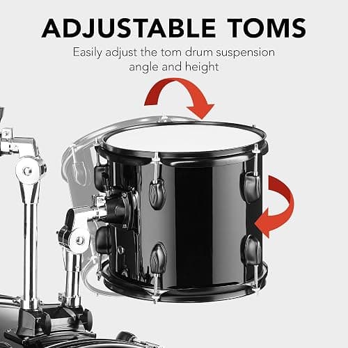 Best Choice Products 5-Piece Full Size Complete Adult Drum Set w/Cymbal Stands, Stool, Drum Pedal, Sticks, Floor Tom - Black thumbnail 5