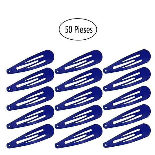Motanar 50 Pack of Snap Hair Clips Hair Barrettes for Kids, Girls and Women, 50 mm (Blue) thumbnail 2