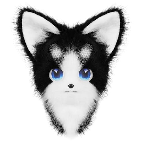 HAOAN Animal Furry Fursuit Head Mask Plush Cat Fox Mask Costume Props for Halloween Cosplay Party - Image 1