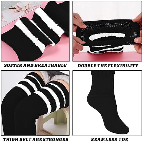 Moon Wood Plus Size Thick Thigh High Socks for Thick Thighs- Extra Long Striped Over the Knee Halloween Socks Leg Warmers thumbnail 3