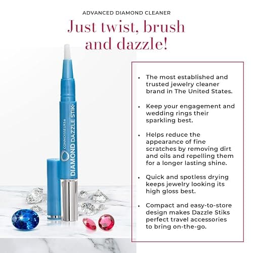 Connoisseurs 1050 Diamond Dazzle Stik – Portable Ring Cleaner Pen for Wedding Bands, Engagement Rings, Gemstones & Fine Jewelry – Safe & Easy At-Home Jewelry Cleaner (Single Pen) thumbnail 2