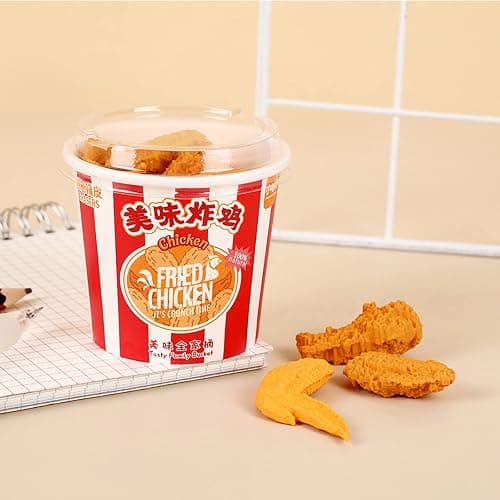 Food Erasers 27 Pack Fried Chicken Desk Pet Erasers for Kids Cute Fun Erasers for Students Bulk Boxed Pencil Erasers for School Supplies Prize Gifts Party Favors - Fried Chicken thumbnail 7